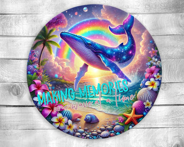 Whale Colorful Door Hanger - Bright Wooden Sign, Fun Home Decor for Front Door, Seasonal & Year-Round Use, Vibrant Entryway Accent